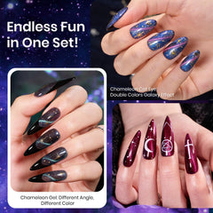 Beetles temperature-changing gel swatch shows mood-shifting shimmer with temperature responsive color.