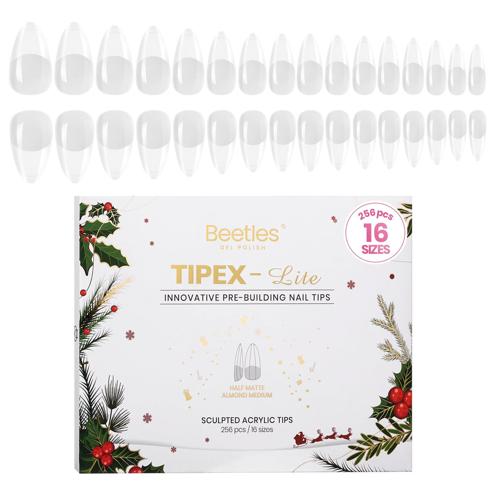 Beetles Tipex Lite Apex Nail Tips pack shows salon-ready extensions at home