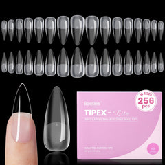 Beetles Tipex Lite stiletto tips with natural-fit appearance for flat nails