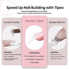 Beetles Tipex long stiletto tips on display for dramatic nail extensions.