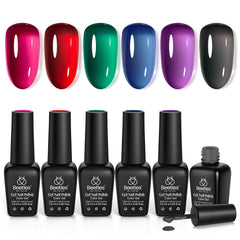 Beetles Vivid Noel blue bottle—festive jelly polish for subtle holiday nails.