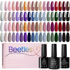 Beetles Winter Gel Nail Set bottles show 36 colors for diverse manicures
