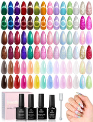 Beetles Winter Gel Polish Set swatches show 48 colors for versatile seasonal looks.