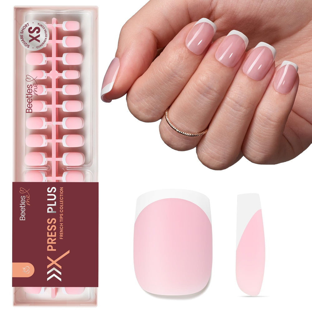 Beetles X Press Plus Peach French nails closeup with salon-ready finish