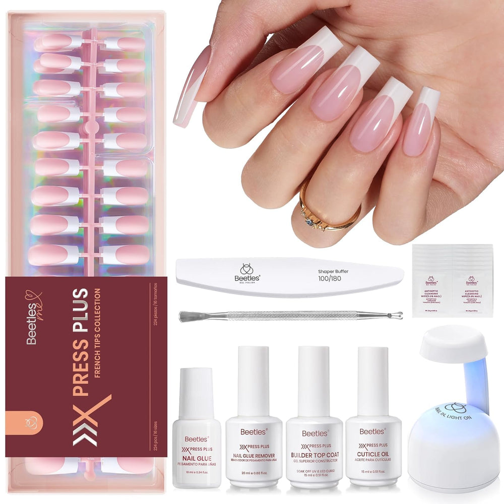 Beetles X Press Plus Rose French case showing all-in-one manicure kit for easy at-home nails