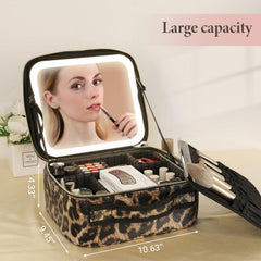 Behaesty travel makeup bag mirror close-up highlights built-in 4K mirror for precise application.