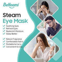 BeHoomi steam eye mask elastic ear hooks ensure a comfy, universal fit.