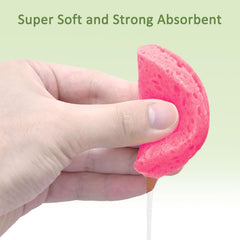 Beieverluck facial sponges expanded in water to size 2.6x0.3 inches.