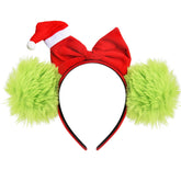 Beinayin Christmas bow headband with green mouse ears creates a festive party standout.