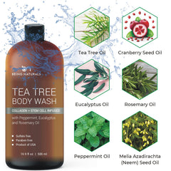 Being Naturals Tea Tree Oil ingredient closeup signals natural cleansing for acne-prone skin