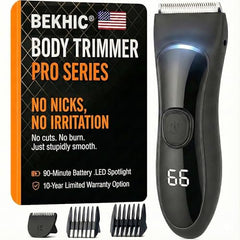 Bekhic groin trimmer with LED light for precise grooming in dim lighting.