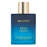 Bellavita Luxury SKAI Aquatic Unisex Cologne bottle-front highlights refreshing unisex fragrance for daily wear.