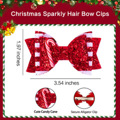 Beleki candy cane bow hair clip in red tones for holiday outfits