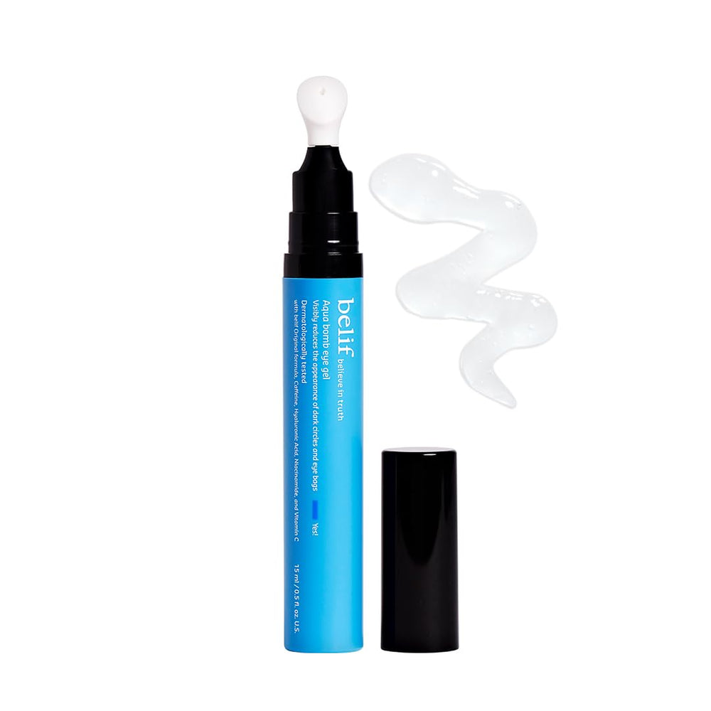 Belif Aqua Bomb Cooling Eye Gel packaging image showing branding and compact packaging for on-the-go hydration.