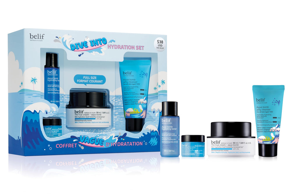 Belif Aqua Bomb hydration jar delivers lightweight hydration and a fresh glow.