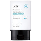 belif Aqua Bomb SPF45 sunscreen tube front shows lightweight protection