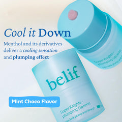 belif Lipcerin balm applied on lips for plump, soft texture