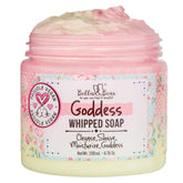 Bella and Bear Goddess Whipped Bath Soap pour reveals tropical scent and hydrating formula.