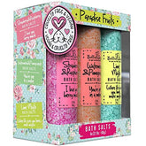 Bella & Bear Paradise Fruits bath salts packaging in an eco-friendly jar ideal for gifting.
