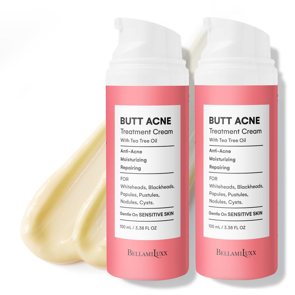 BellamiLuxx butt acne cream tube closeup for targeted blemish care
