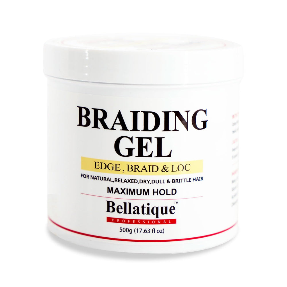 Bellatique Braiding Gel maximum hold bottle front showcases professional-grade packaging