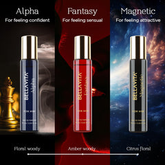 BellaVita Mood Fantasy bottle closeup highlights vanilla and fruity notes for a charming touch.