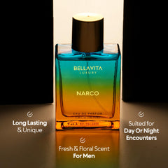 Bellavita Narco vanilla-musk base close-up emphasizes warm longevity.