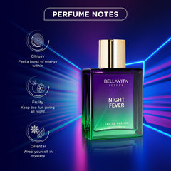 BELLAVITA Night Fever vanilla oil close-up, skin-friendly perfume touch.
