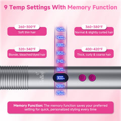 Bellelf hair straightener brush with 9 temp settings for versatile styling.