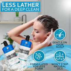 Bellisso Biotin Conditioner bottle pour shows easy detangling and hydration.
