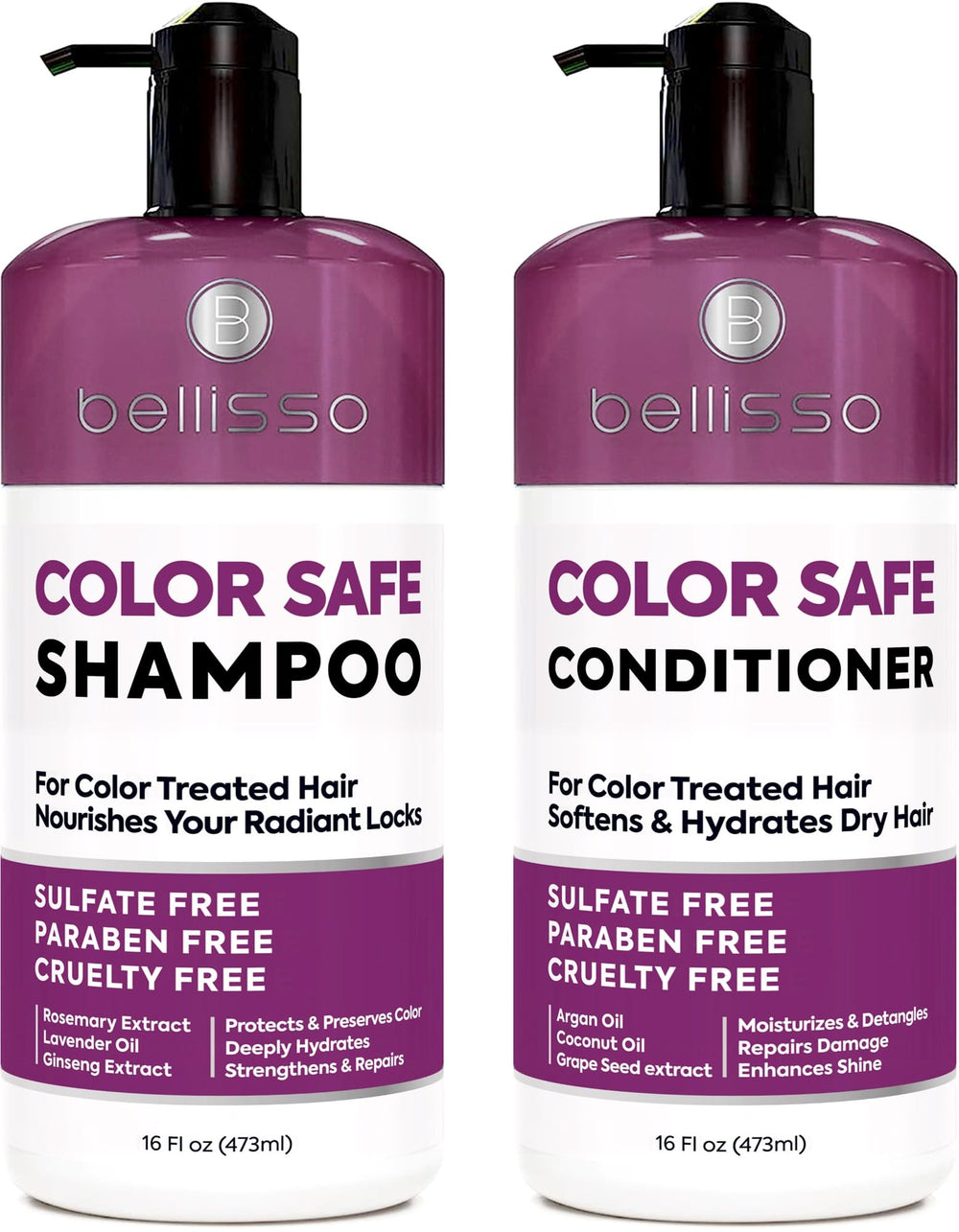 Bellisso Color Safe Shampoo bottle protecting color while cleansing