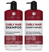 Bellisso curly shampoo bottle with definition-boosting formula for waves and frizz control.