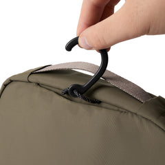 Bellroy Hanging Toiletry Kit transparent zip pocket shows contents at a glance.