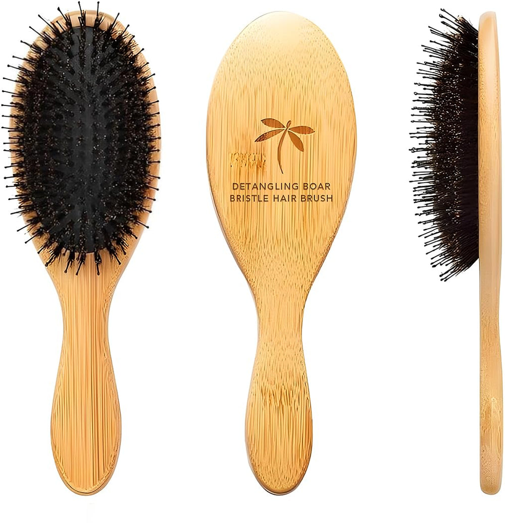 Belula Boar Bristle Hair Brush front view for detangling and shine