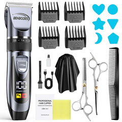 Benbodes hair clipper with LED display shows battery level for cordless grooming sessions.