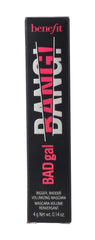 Benefit BADgal Bang mascara swatch shows deep pitch-black color.