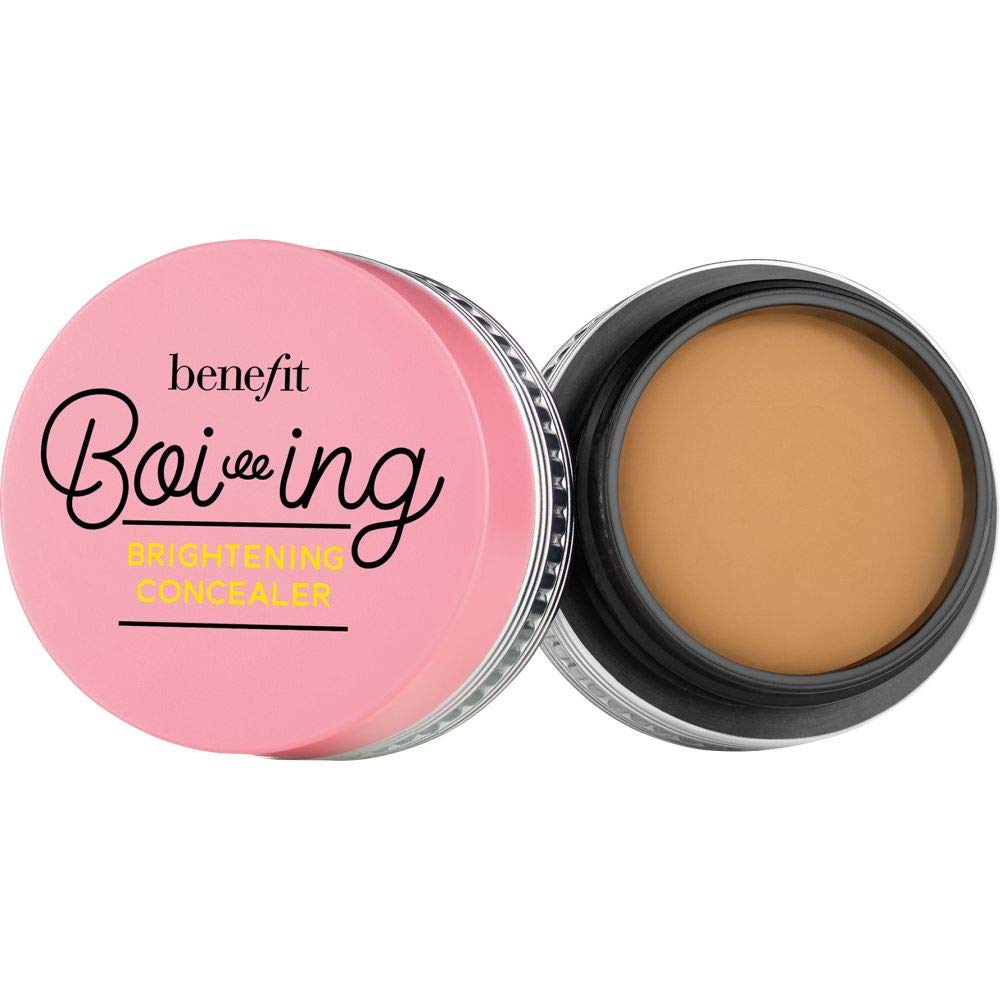 Benefit boi-ing concealer shade 4 front packaging shows tube and applicator, brightening effect