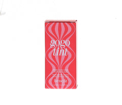 Benefit Gogo Tint lip and cheek swatch showing vibrant berry tint for natural-looking cheeks.