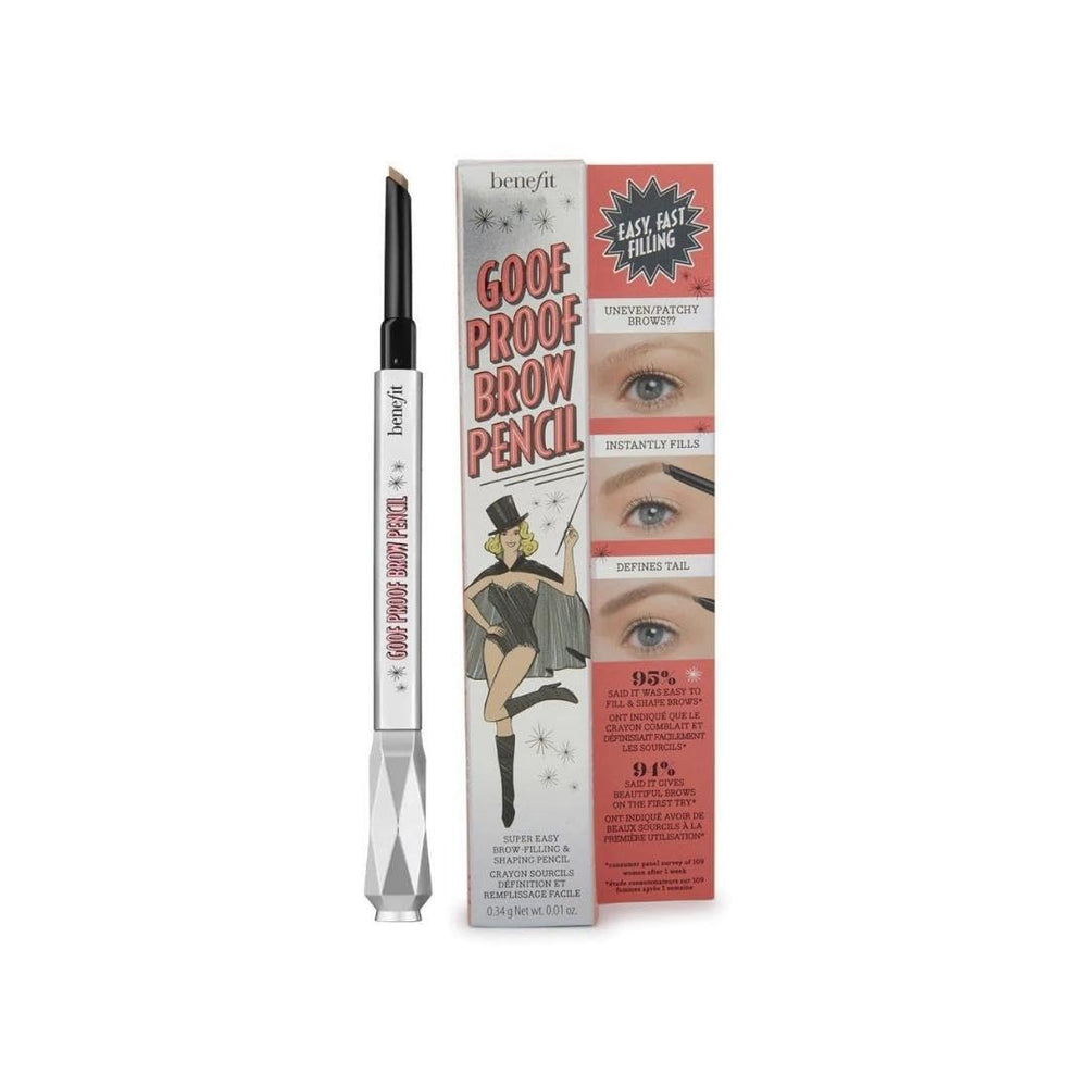 Benefit front packaging showing compact pencil for on-the-go shaping