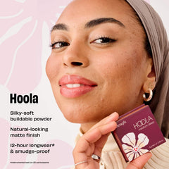 Benefit Hoola bronzer applied on cheek showing natural matte warmth and contour