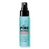 Benefit POREfessional Super Setter mist close-up showing pore-blurring spray