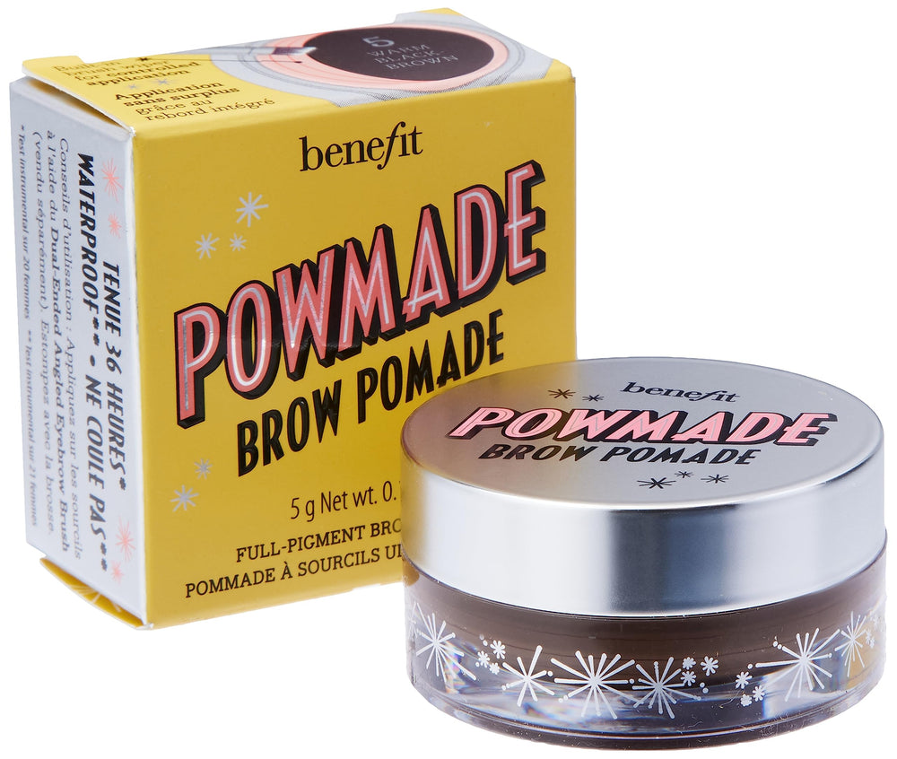 Benefit POWmade front packaging showing compact pot and label for easy identification