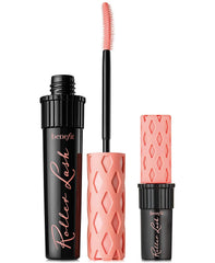 Benefit Roller Lash brush close-up highlights Hook n Roll action for separated lashes.