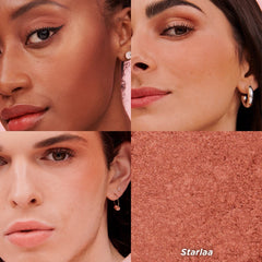 Benefit Starlaa texture swipe on fingertip demonstrating blendable, buildable finish
