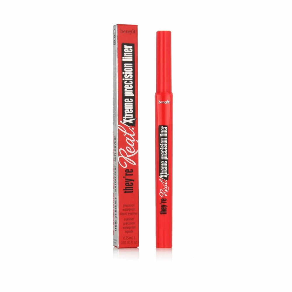 Benefit They're Real extreme precision eyeliner close-up shows a waterproof, sharp black line for lasting definition.