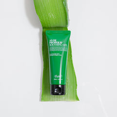 BENTON Aloe Propolis Soothing Gel bottle with label emphasizes alcohol-free, gentle care.