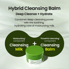 Beplain mung bean pore cleansing milk balm spread-on-hand highlights balm-to-milk texture for gentle cleansing.