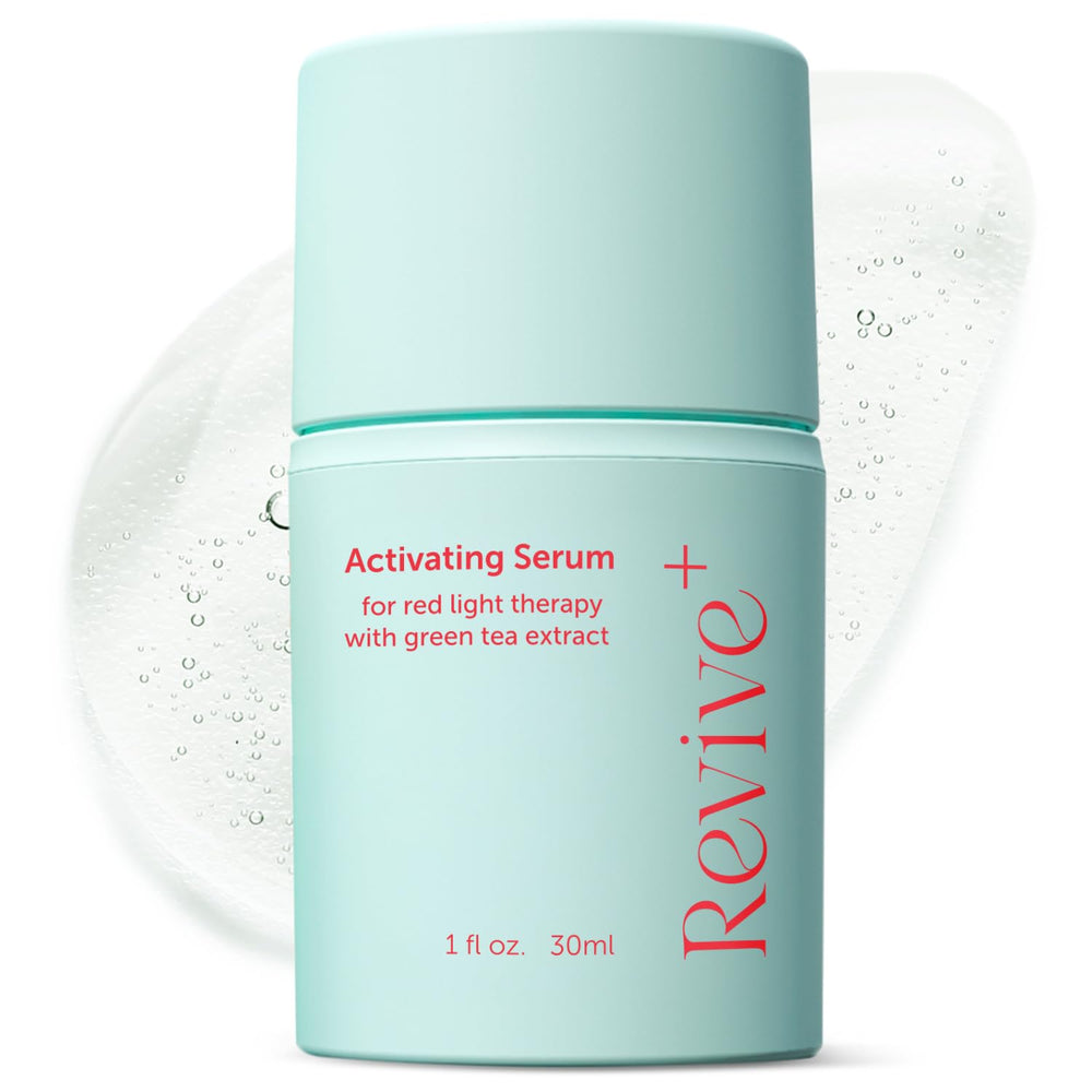 Berkland red light therapy activation serum bottle and pump promotes enhanced pre-treatment hydration before sessions.