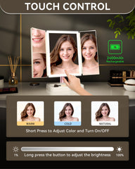 BERTHALESS makeup mirror swivel 90 degrees for flexible viewing angles.