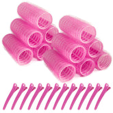 Besseek hair rollers 12-pack pink for travel-friendly bangs styling with soft grip.